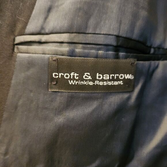 Vtg Croft & Barrow Black Blazer Sport Coat Jacket Mens 50L Wool Gold Button 90s - Picture 8 of 10